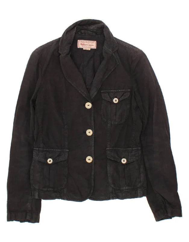 MARLBORO CLASSICS Womens Bomber Jacket IT 42 Medium Black Cotton Hoodie Zip-Up Jacket Button-Up Jacket MARLBORO CLASSICS Womens Bomber Jacket IT 42 Medium Black Cotton Hoodie Zip-Up Jacket Button-Up Jacket