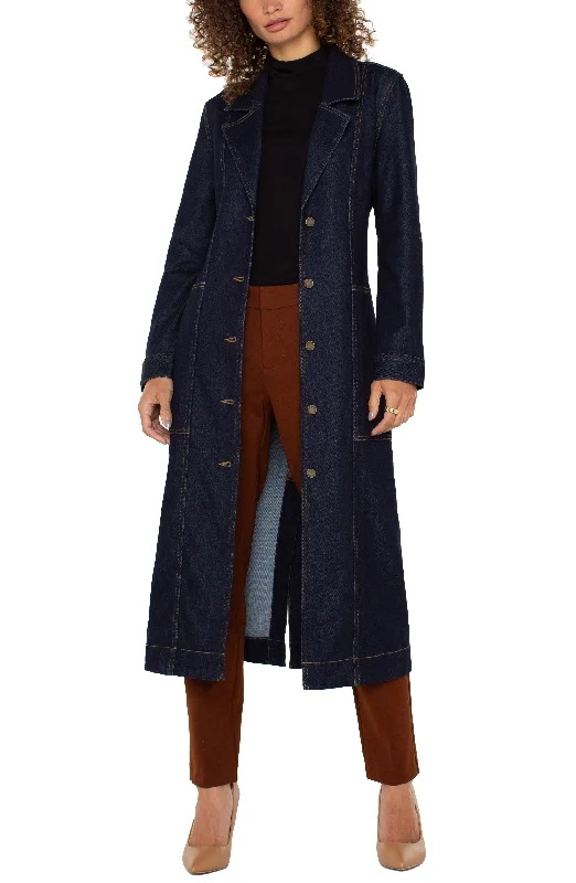 NOTCH COLLAR DUSTER JACKET Striped Jacket Polka Dot Jacket Floral Jacket