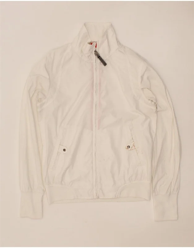 PUMA Womens Bomber Jacket UK 10 Small White Polyester Rayon Fabric Velvet Fabric Corduroy Fabric