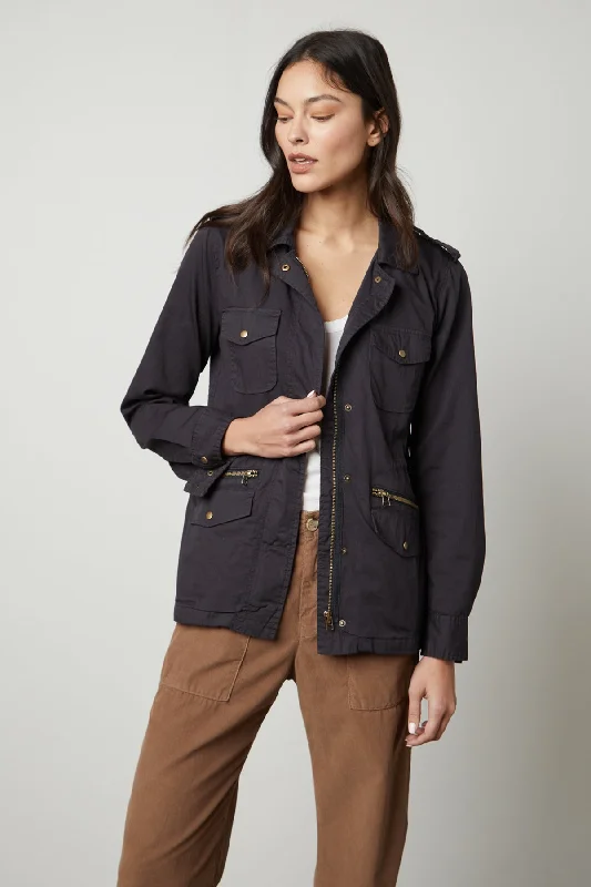 RUBY LIGHT-WEIGHT ARMY JACKET Denim Fabric Leather Fabric Suede Fabric