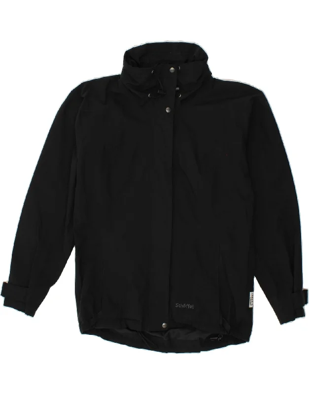 SCHOFFEL Womens Windbreaker Jacket UK 14 Large Black Faux Fur Fabric Real Fur Fabric Shearling Fabric SCHOFFEL Womens Windbreaker Jacket UK 14 Large Black Faux Fur Fabric Real Fur Fabric Shearling Fabric