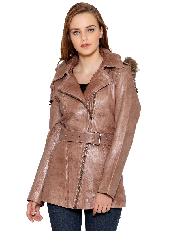 Teakwood Beige Women Genuine Leather Jacket Denim Fabric Leather Fabric Suede Fabric Teakwood Beige Women Genuine Leather Jacket Denim Fabric Leather Fabric Suede Fabric