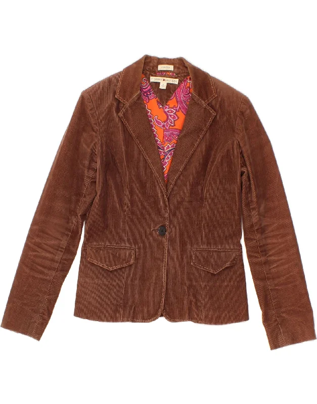 TOMMY HILFIGER Womens Corduroy 1 Button Blazer Jacket US 6 Medium Brown Nylon Jacket Polyester Jacket Spandex Jacket TOMMY HILFIGER Womens Corduroy 1 Button Blazer Jacket US 6 Medium Brown Nylon Jacket Polyester Jacket Spandex Jacket