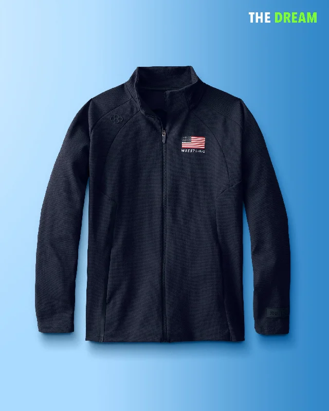 USA Flag Timeless Full Zip Jacket Ribbed Jacket Pleated Jacket Ruffled Jacket