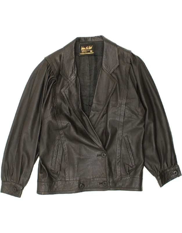 VINTAGE Womens Leather Jacket UK 14 Large Black Leather Nylon Fabric Polyester Fabric Spandex Fabric VINTAGE Womens Leather Jacket UK 14 Large Black Leather Nylon Fabric Polyester Fabric Spandex Fabric