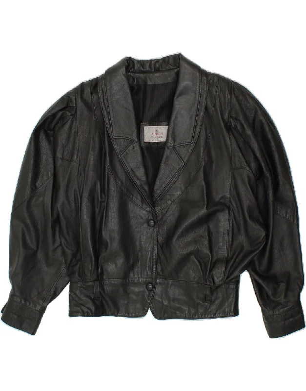 VINTAGE Womens Leather Jacket UK 18 XL Black Leather Belted Jacket Elasticated Jacket Padded Jacket VINTAGE Womens Leather Jacket UK 18 XL Black Leather Belted Jacket Elasticated Jacket Padded Jacket