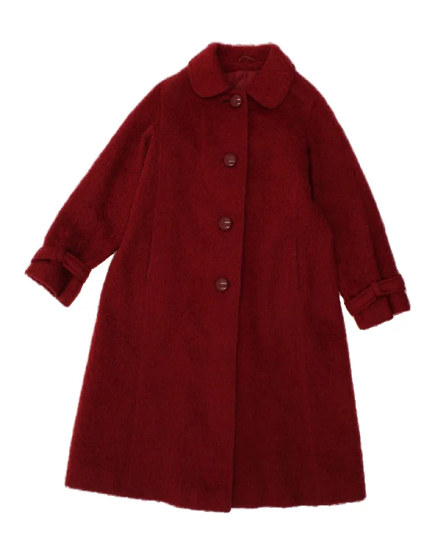 VINTAGE Womens Overcoat UK 16 Large Red Chic Oversized Overcoat