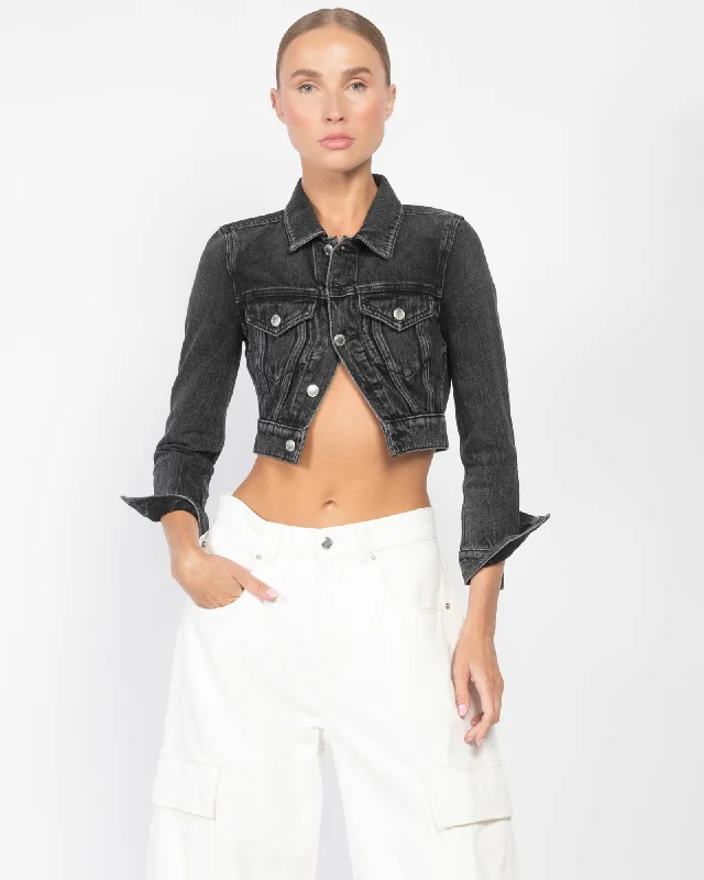 Shrunken Jacket Denim Fabric Leather Fabric Suede Fabric