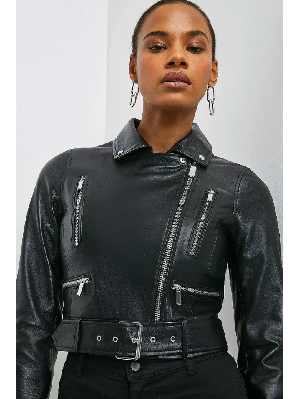 Women's Black Leather Short Fit Biker Jacket Denim Jacket Leather Jacket Suede Jacket