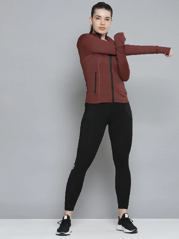 Women's Brown Solid Quick Dry Active Fitted Sporty Jacket Satin Fabric Silk Fabric Chiffon Fabric Women's Brown Solid Quick Dry Active Fitted Sporty Jacket Satin Fabric Silk Fabric Chiffon Fabric