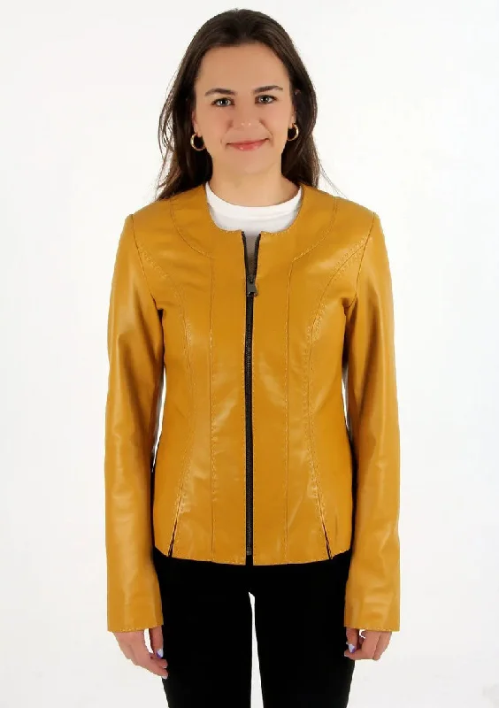 Women's Classic Lambskin Leather Biker Jacket Collared Jacket Crew Neck Jacket Turtle Neck Jacket Women's Classic Lambskin Leather Biker Jacket Collared Jacket Crew Neck Jacket Turtle Neck Jacket
