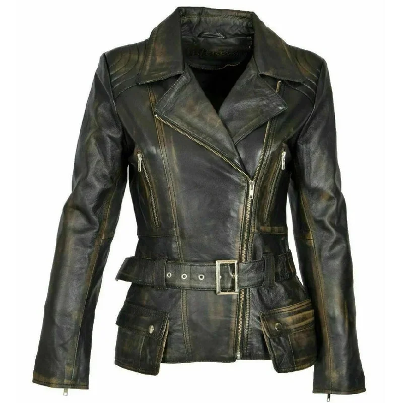 Women's Distressed Biker Motorcycle Leather Jacket Fleece Fabric Down Fabric Feather Fabric Women's Distressed Biker Motorcycle Leather Jacket Fleece Fabric Down Fabric Feather Fabric
