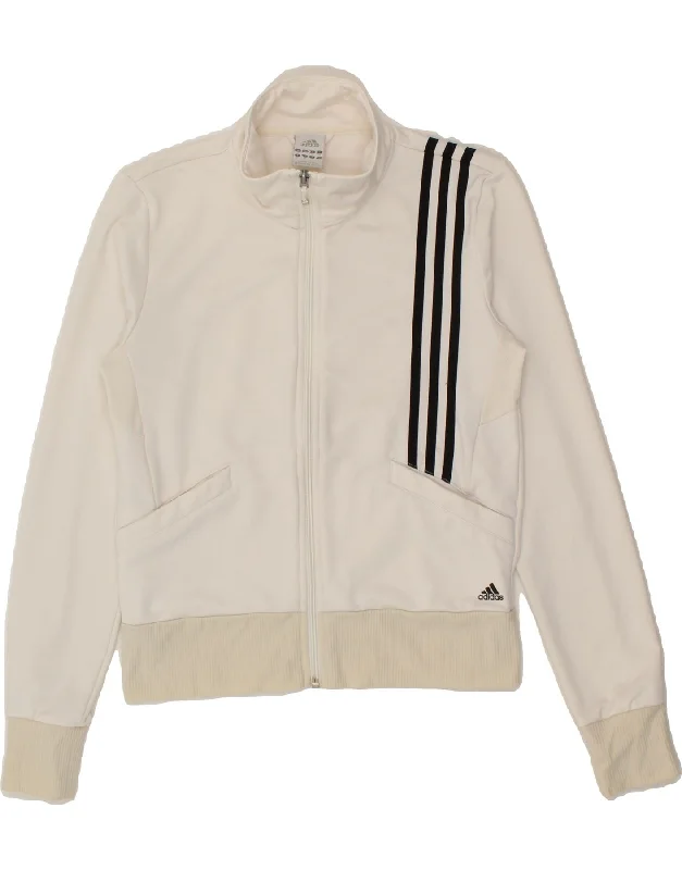 ADIDAS Womens Climalite Tracksuit Top Jacket UK 12 Medium White Wool Jacket Cashmere Jacket Tweed Jacket