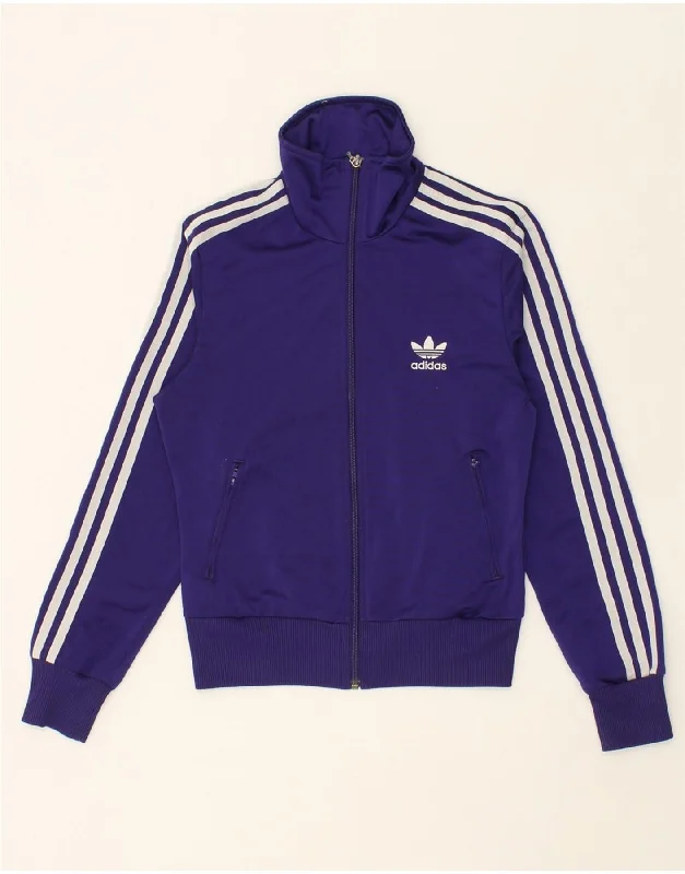 ADIDAS Womens Graphic Crop Tracksuit Top Jacket EU 36 Small Purple Mesh Jacket Canvas Jacket Denim Jacket