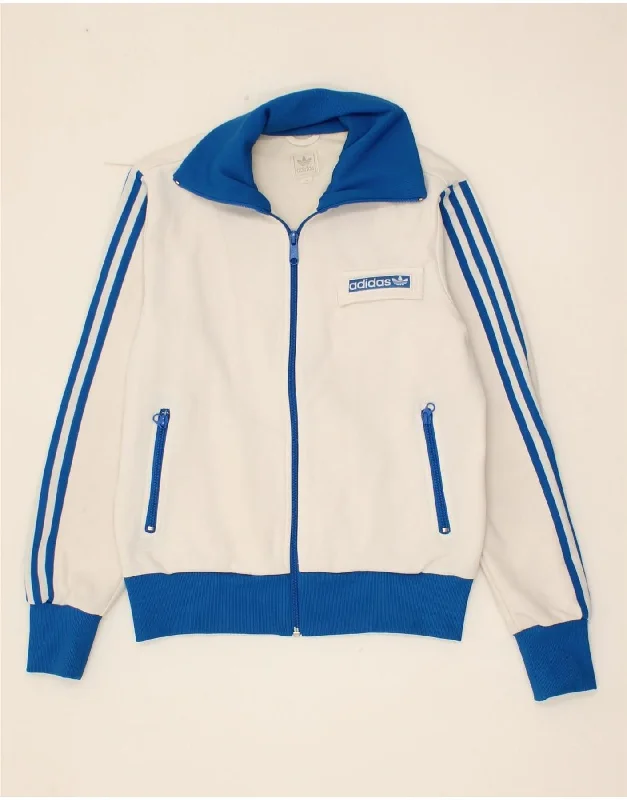 ADIDAS Womens Tracksuit Top Jacket EU 46 Large White Cotton Satin Jacket Silk Jacket Chiffon Jacket