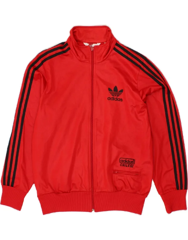 ADIDAS Womens Tracksuit Top Jacket IT 44 Medium Red Polyester Print Jacket Jacquard Jacket Embroidered Jacket