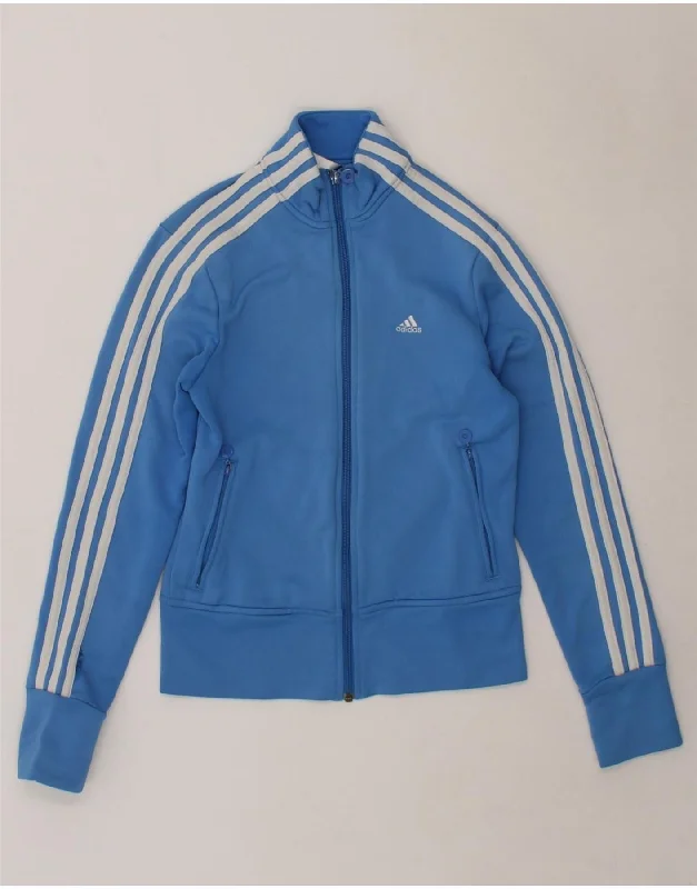 ADIDAS Womens Tracksuit Top Jacket UK 10 Small Blue Polyester Mesh Jacket Canvas Jacket Denim Jacket