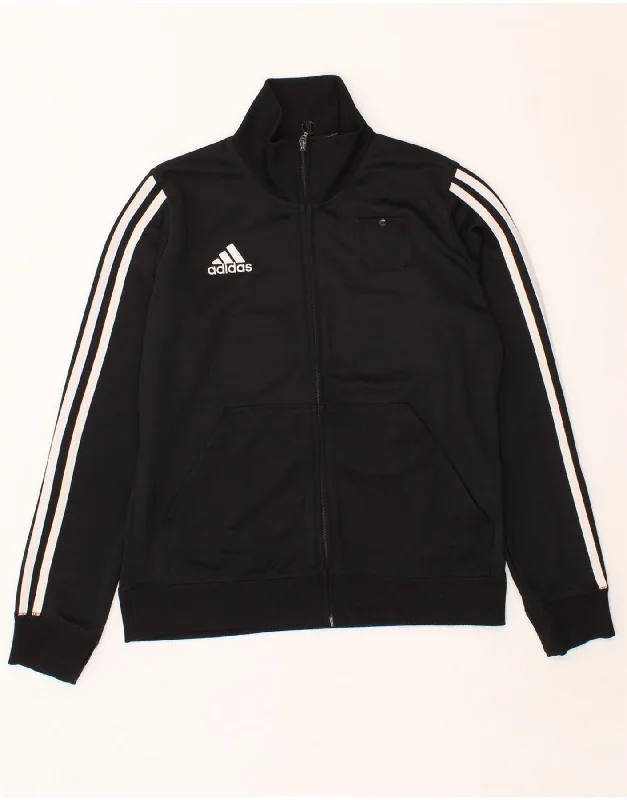 ADIDAS Womens Tracksuit Top Jacket UK 14 Large Black Nylon Fabric Polyester Fabric Spandex Fabric