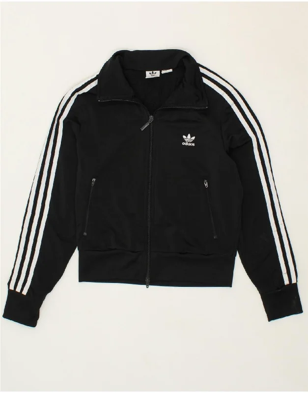 ADIDAS Womens Tracksuit Top Jacket UK 14 Medium  Black Polyester V-Neck Jacket Boat Neck Jacket Square Neck Jacket