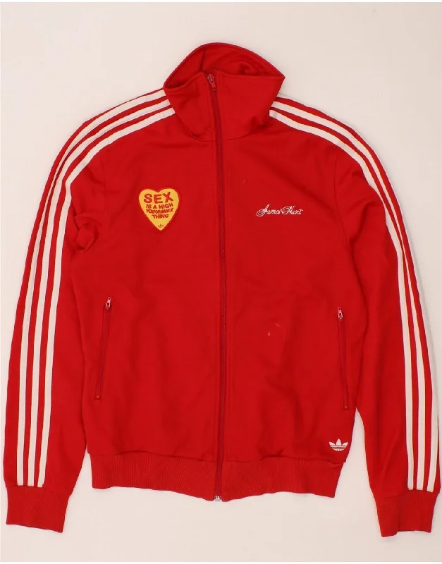 ADIDAS Womens Tracksuit Top Jacket UK 14 Medium Red Cotton Satin Fabric Silk Fabric Chiffon Fabric