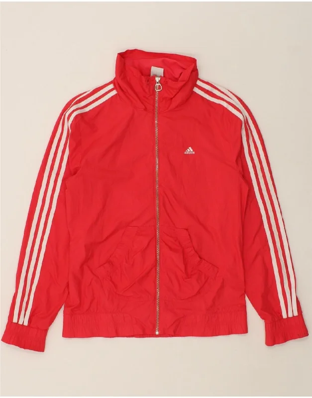 ADIDAS Womens Tracksuit Top Jacket UK 14 Medium Red Polyester Chenille Fabric Brocade Fabric Lace Fabric