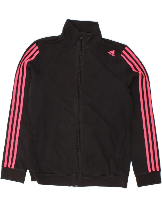 ADIDAS Womens Tracksuit Top Jacket UK 16/18 Large Black Cotton Fleece Fabric Down Fabric Feather Fabric