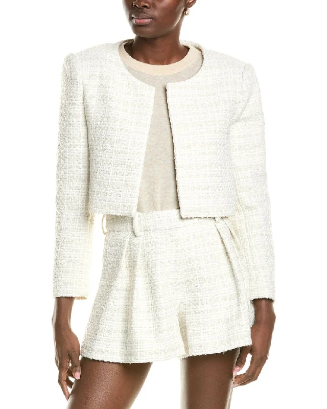 BCBGMAXAZRIA Cropped Tweed Jacket Wool Jacket Cashmere Jacket Tweed Jacket