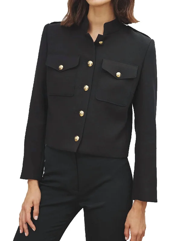 Berenice Cropped Jacket In Black Tailored Jacket Straight Jacket A-Line Jacket