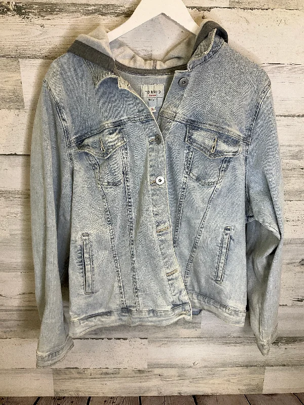 Blue Denim Jacket Denim Torrid, Size 4x Snapped Jacket Toggled Jacket Drawstring Jacket