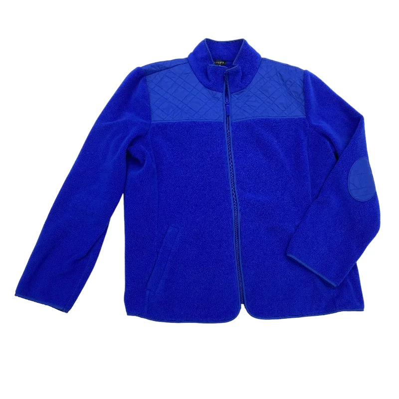 BLUE JACKET FLEECE by TALBOTS Size:XL Anorak Shell Jacket Lightweight Jacket