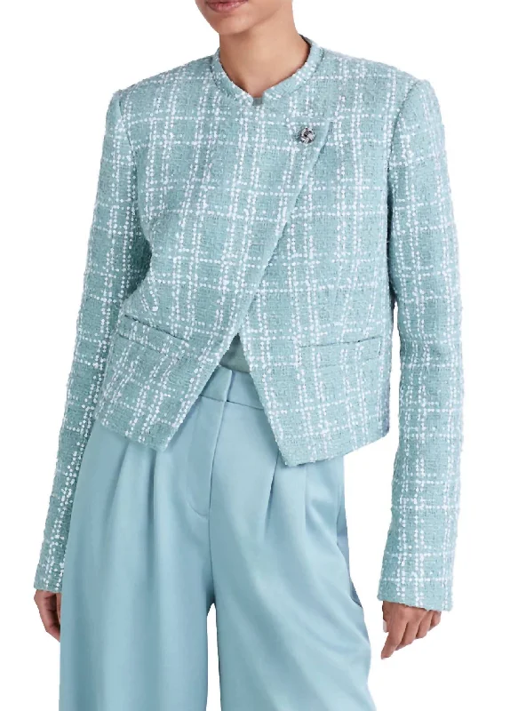 Delilah Sequin Jacket In Teal Hoodie Zip-Up Jacket Button-Up Jacket