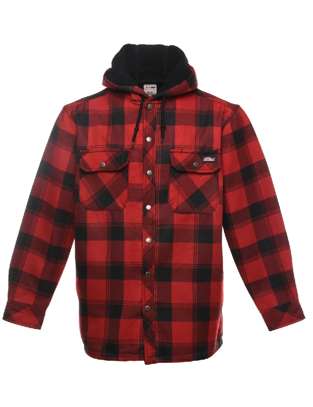 Dickies Black & Red Checked Jacket - M Knit Fabric Woven Fabric Fleece Fabric