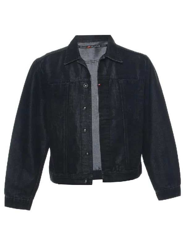 DKNY Black  Denim Jacket - L Cotton Jacket Linen Jacket Terry Jacket