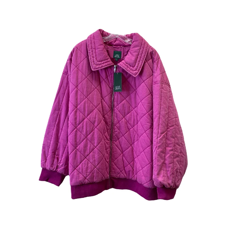 Fuschia Jacket Puffer & Quilted By Wild Fable, Size: 3x Cotton Jacket Linen Jacket Terry Jacket