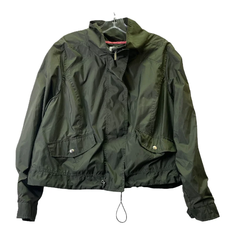 Green Jacket Windbreaker By Livi Active, Size: 1x Toggled Jacket Drawstring Jacket Belted Jacket