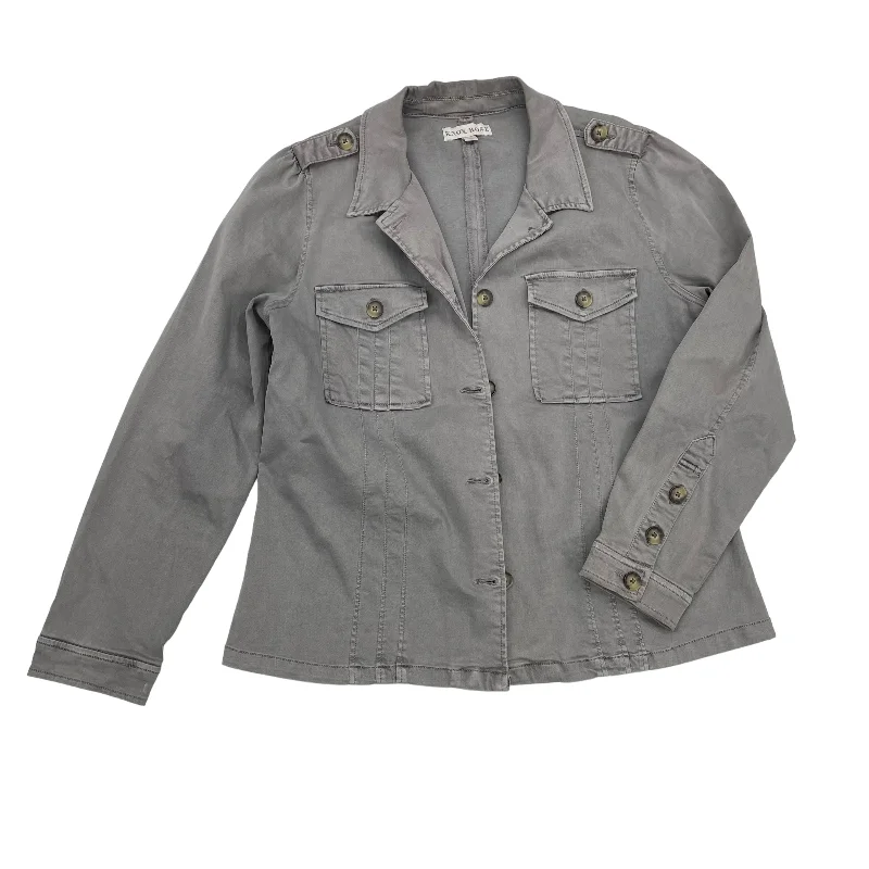 GREY DENIM JACKET DENIM by KNOX ROSE Size:XL Toggled Jacket Drawstring Jacket Belted Jacket