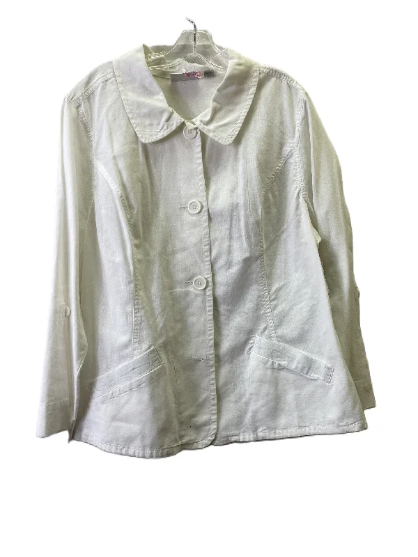 Jacket Shirt By Avenue In White, Size: 3x One-Shoulder Jacket Off-the-Shoulder Jacket Asymmetrical Jacket