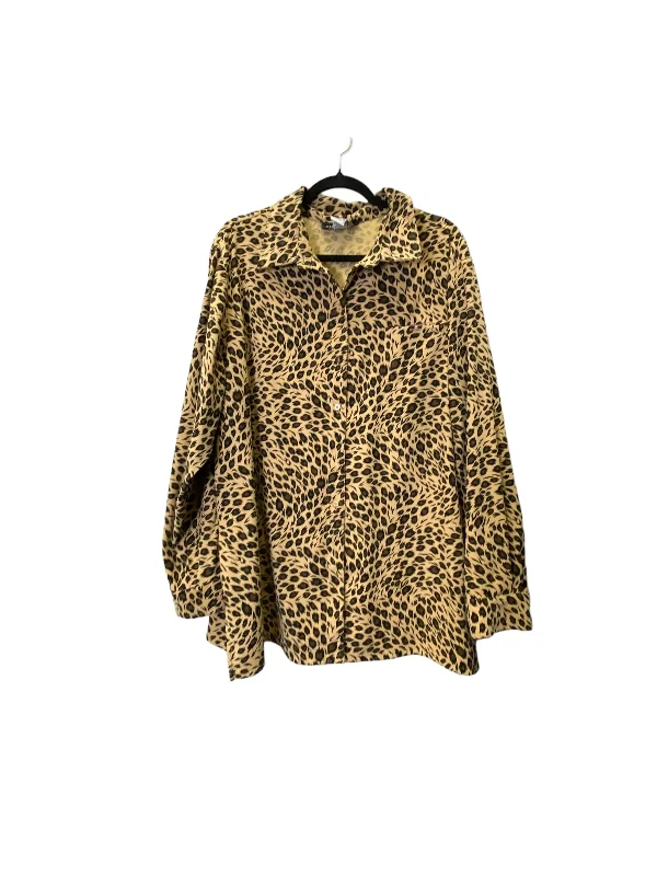 Jacket Shirt By Sag Harbor In Animal Print, Size: 3x Cotton Jacket Linen Jacket Terry Jacket