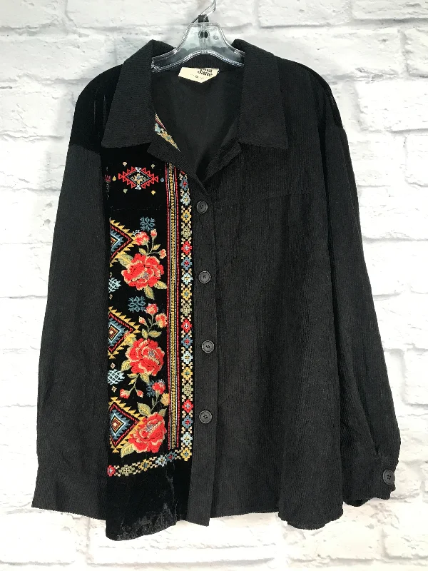 Jacket Shirt By Savanna Jane In Black & Red, Size: 3x Nylon Jacket Polyester Jacket Spandex Jacket