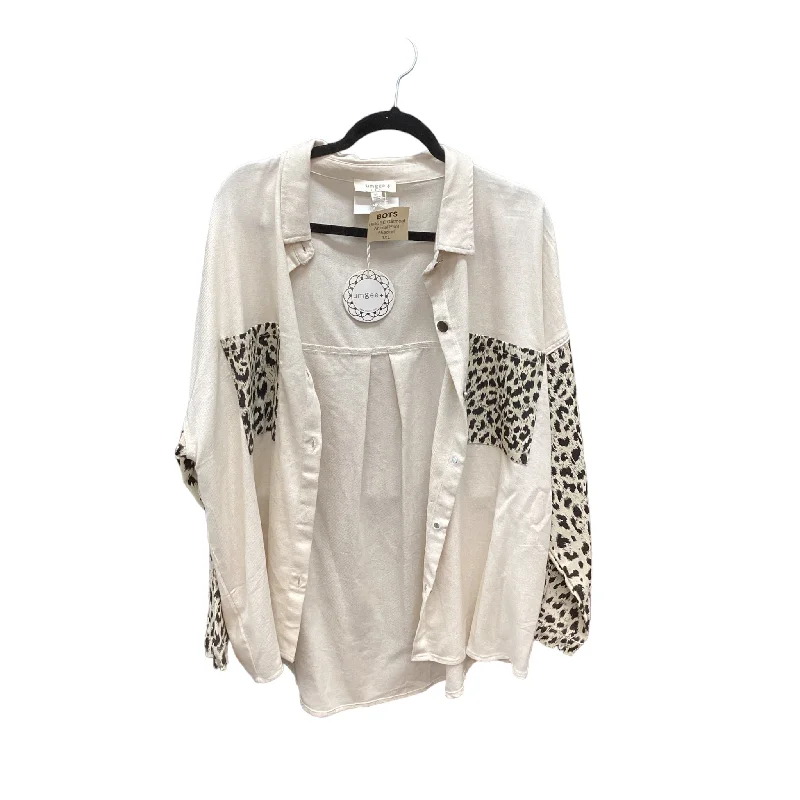 Jacket Shirt By Umgee In Cream, Size: 1x Satin Jacket Silk Jacket Chiffon Jacket