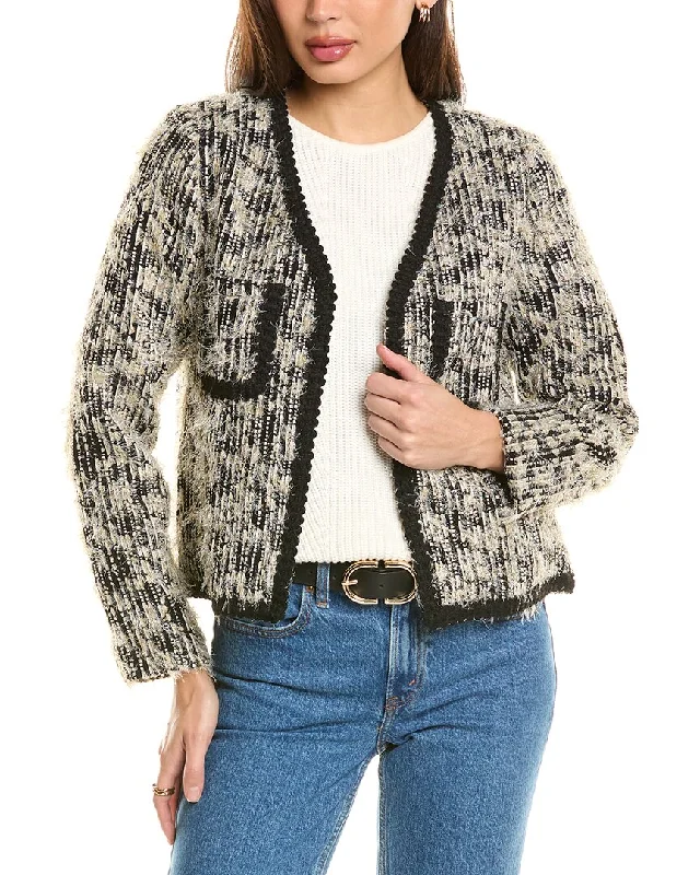 Seraphina Tinsel Fringe Jacket Collared Jacket Crew Neck Jacket Turtle Neck Jacket