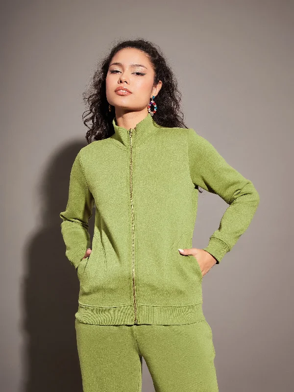 Women Olive Fleece Zipper Jacket Rayon Fabric Velvet Fabric Corduroy Fabric