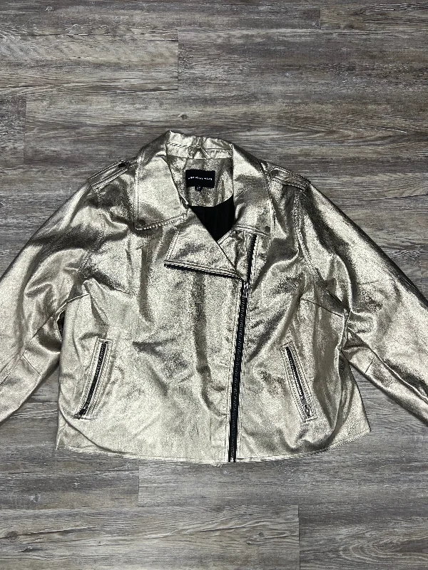 Silver Jacket Moto Who What Wear, Size 4x Front Pockets Side Pockets Patch Pockets