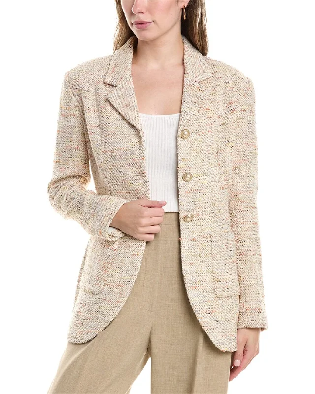 St. John Boucle Jacket Snapped Jacket Toggled Jacket Drawstring Jacket