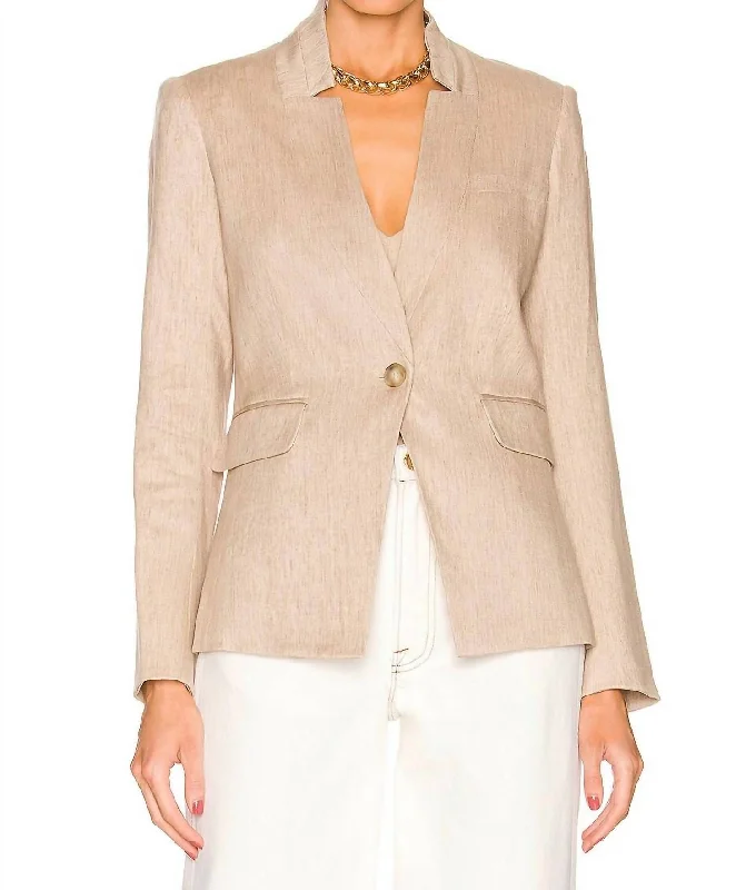 Upcollar Dickey Jacket In Beige Hooded Jacket Caped Jacket Shawl Collar Jacket