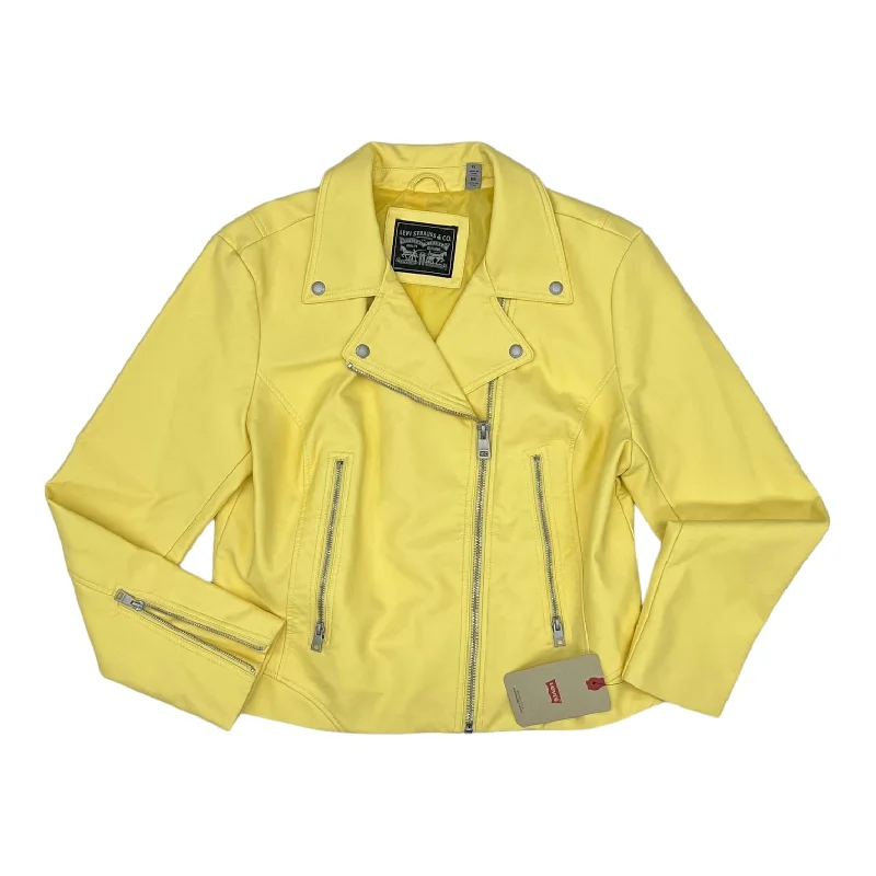 YELLOW JACKET LEATHER by LEVIS Size:XL Zippered Front Buttoned Front Snap Front