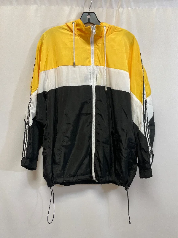 Yellow Jacket Windbreaker New Look, Size 1x Front Pockets Side Pockets Patch Pockets