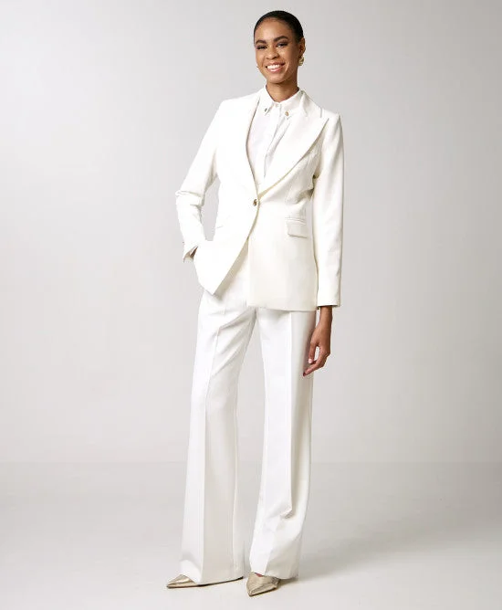 Access Fashion White Single White Lapel Blazer Women's Premium Blazer