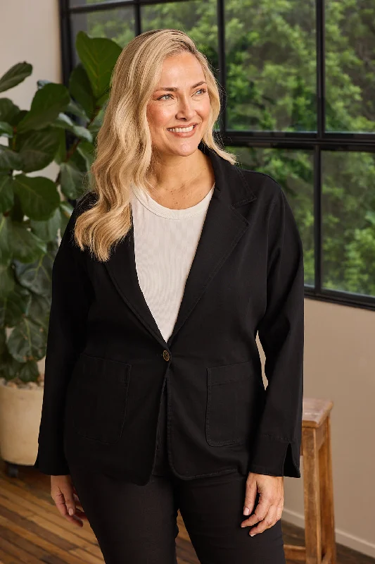 Adrift Ponte Blazer in Black Women's Custom Jacket