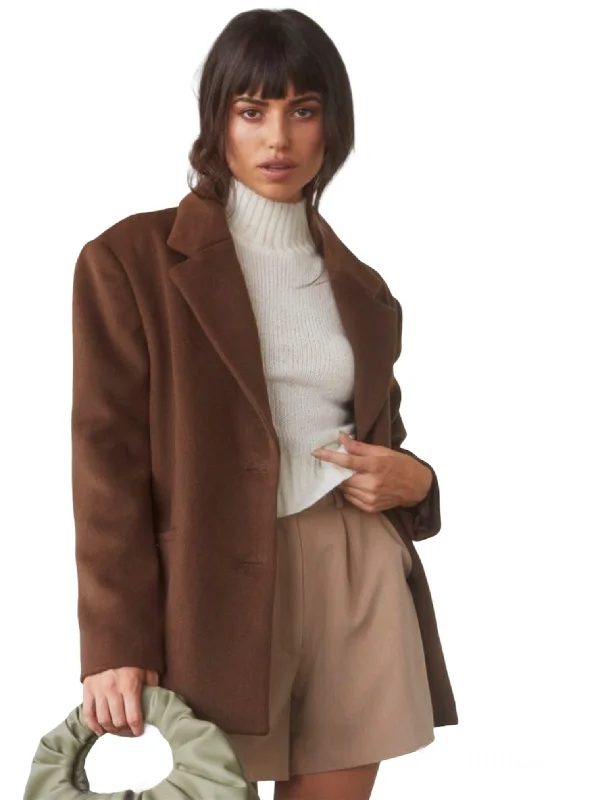 Araya Wool Blazer- Coco Brown Women's Luxurious Jacket